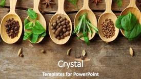  Presentation with herbs - PPT theme with origan - wooden spoons with fresh herbs background and a coral colored foreground