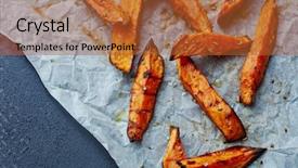  Presentation with sweet potato - PPT theme having origanal - baked sweet potato fries background and a red colored foreground