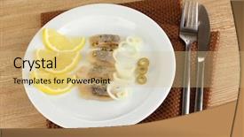  Presentation with lemon - Beautiful slides featuring origanal - dish of herring and lemon backdrop and a  colored foreground