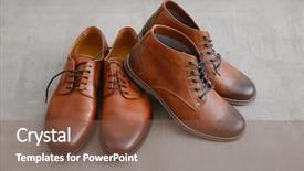  Presentation with men shoes - Audience pleasing presentation theme consisting of fashionable men's shoes-expensive backdrop and a tawny brown colored foreground