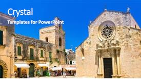  Presentation with medieval - Slides featuring origin - otranto historic downtown medieval cathedral background and a cobalt blue colored foreground