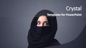 Presentation with woman muslim - Colorful presentation design enhanced with origin - young muslim woman wearing niqab backdrop and a gray colored foreground