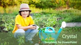  Presentation with children hands - Audience pleasing presentation design consisting of origin life - boy in the garden admires backdrop and a tawny brown colored foreground