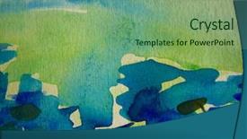  Presentation with abstract watercolor - Beautiful presentation design featuring original blue and green watercolor abstract 2 backdrop and a seafoam green colored foreground