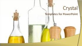 Presentation with salad dressing - Audience pleasing PPT theme consisting of original glass bottles with salad dressing isolated on white backdrop and a cream colored foreground