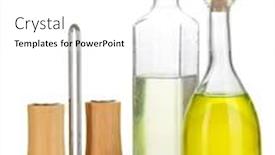  Presentation with salad dressing - Cool new slides with original glass bottles with salad dressing isolated on white backdrop and a white colored foreground