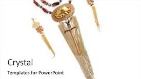  Presentation with chains - Theme having original necklace with sword and chains and earrings background and a white colored foreground