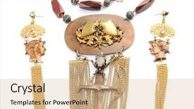  Presentation with chains - Beautiful presentation theme featuring original necklace with sword and chains and earrings backdrop and a coral colored foreground