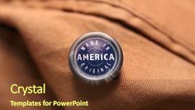  Presentation with garment manufacturing - Presentation theme enhanced with original on garment closeup manufacturing background and a tawny brown colored foreground
