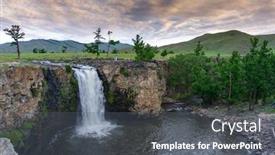  Presentation with mongolia - Audience pleasing slides consisting of orkhon-waterfall-in-central-mongolia backdrop and a gray colored foreground