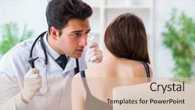  Presentation with medical ear - Colorful PPT layouts enhanced with orl - doctor checking patients ear backdrop and a lemonade colored foreground