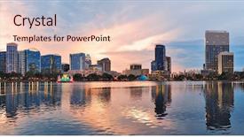  Presentation with urban buildings - Presentation design consisting of orlando downtown lake eola panorama background and a lemonade colored foreground