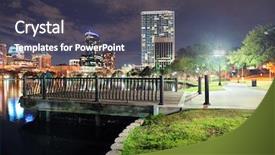  Presentation with skyline - PPT theme consisting of orlando downtown skyline over lake background and a  colored foreground