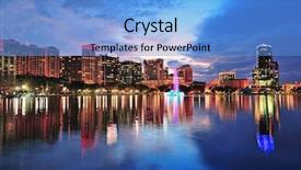  Presentation with skyline - Presentation theme consisting of orlando downtown skyline over lake background and a light blue colored foreground