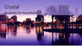  Presentation with skyline - Cool new PPT theme with orlando downtown skyline panorama silhouette backdrop and a light blue colored foreground