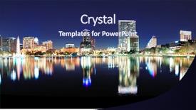  Presentation with night sky - PPT layouts featuring orlando downtown skyline panorama background and a navy blue colored foreground