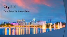  Presentation with orlando florida usa downtown city - Presentation theme having orlando florida usa downtown city background and a teal colored foreground