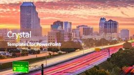  Presentation with florida - Beautiful theme featuring orlando florida usa downtown cityscape backdrop and a coral colored foreground