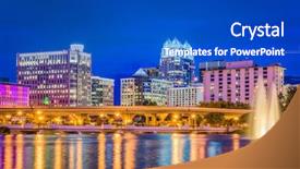  Presentation with florida - Slide deck having orlando florida usa skyline background and a cobalt blue colored foreground