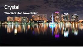  Presentation with office buildings - Slides consisting of orlando lake eola panorama background and a  colored foreground