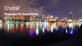  Presentation with office buildings - Slide deck having orlando lake eola panorama background and a  colored foreground