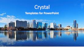  Presentation with blue sky - PPT theme consisting of orlando lake eola background and a cobalt blue colored foreground