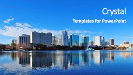  Presentation with urban - Presentation featuring orlando lake eola background and a cobalt blue colored foreground