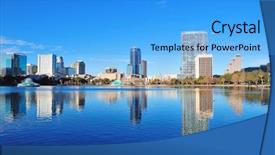  Presentation with blue sky - PPT layouts having orlando lake eola background and a teal colored foreground