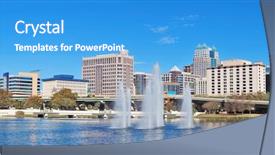  Presentation with office buildings - Beautiful slide set featuring orlando lake lucerne panorama in the morning with office buildings bridge and fountain backdrop and a teal colored foreground