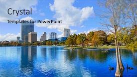 Presentation with orlando florida usa downtown city - Beautiful presentation featuring orlando skyline fom lake eola backdrop and a  colored foreground