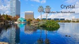  Presentation with florida - PPT theme enhanced with orlando skyline from lake eola background and a  colored foreground
