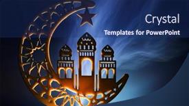  Presentation with holy night - Presentation theme featuring ornamental-arabic-decoraion-with-burning background and a navy blue colored foreground