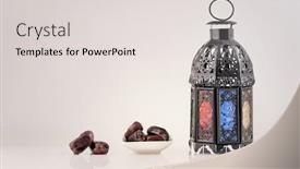  Presentation with greeting card - Colorful slide set enhanced with ornamental-arabic-lantern-on-white backdrop and a lemonade colored foreground