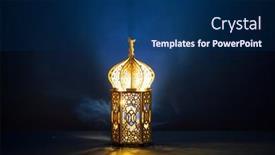  Presentation with holy night - Amazing slide set having ornamental-arabic-lantern-with-burning backdrop and a navy blue colored foreground