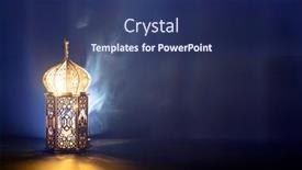  Presentation with holy night - Beautiful PPT layouts featuring ornamental-arabic-lantern-with-burning backdrop and a ocean colored foreground