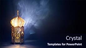  Presentation with holy night - Slide set having ornamental-arabic-lantern-with-burning background and a navy blue colored foreground