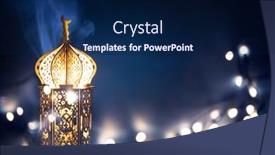  Presentation with holy night - Slides featuring ornamental-arabic-lantern-with-burning background and a navy blue colored foreground