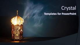  Presentation with holy night - Amazing PPT layouts having ornamental-arabic-lantern-with-burning backdrop and a navy blue colored foreground
