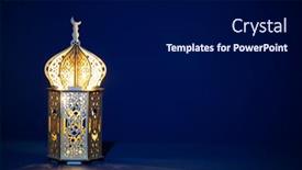  Presentation with glowing lights - PPT theme consisting of ornamental-arabic-lantern-with-burning background and a black colored foreground