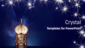  Presentation with holy night - Theme enhanced with ornamental-arabic-lantern-with-burning background and a navy blue colored foreground