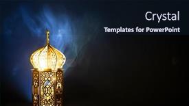  Presentation with holy night - Cool new PPT theme with ornamental-arabic-lantern-with-burning backdrop and a navy blue colored foreground