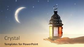  Presentation with ramadan - Audience pleasing presentation consisting of ornamental-arabic-lantern-with-burning backdrop and a lemonade colored foreground