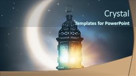  Presentation with holy night - Slide deck with ornamental-arabic-lantern-with-burning background and a ocean colored foreground