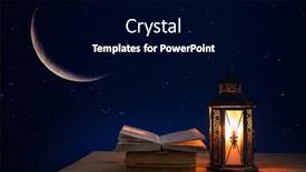  Presentation with holy night - Slide set featuring ornamental-arabic-lantern-with-burning background and a black colored foreground