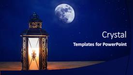  Presentation with holy night - Cool new slide deck with ornamental-arabic-lantern-with-burning backdrop and a navy blue colored foreground