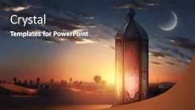  Presentation with holy night - Theme enhanced with ornamental-arabic-lantern-with-burning background and a tawny brown colored foreground