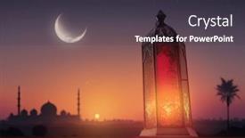  Presentation with holy night - Presentation design with ornamental-arabic-lantern-with-burning background and a tawny brown colored foreground