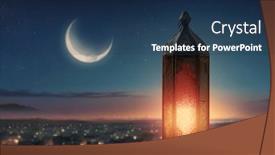  Presentation with holy night - Slides having ornamental-arabic-lantern-with-burning background and a ocean colored foreground