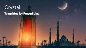  Presentation with holy night - Slides enhanced with ornamental-arabic-lantern-with-burning background and a tawny brown colored foreground