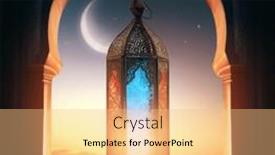  Presentation with holy night - PPT theme with ornamental-arabic-lantern-with-burning background and a coral colored foreground